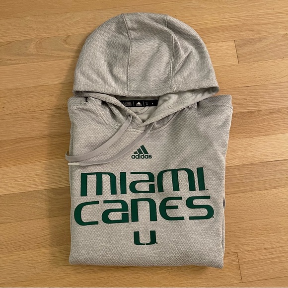 Adidas NCAA University of Miami Canes Gray Hoodie | Size: Medium - Picture 9 of 9